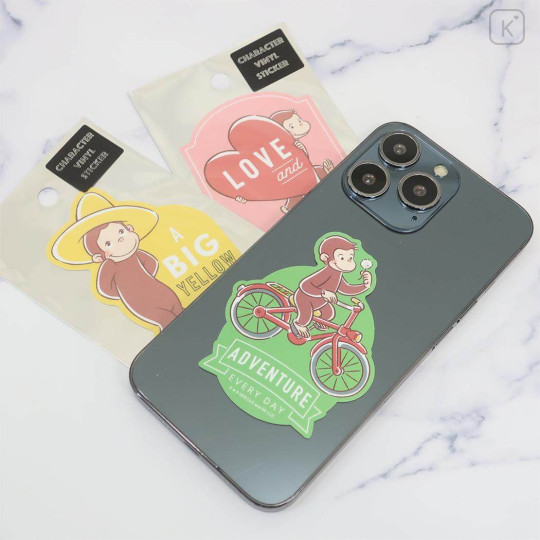 Japan Curious George Vinyl Sticker - Love And Curiosity Pink - 2