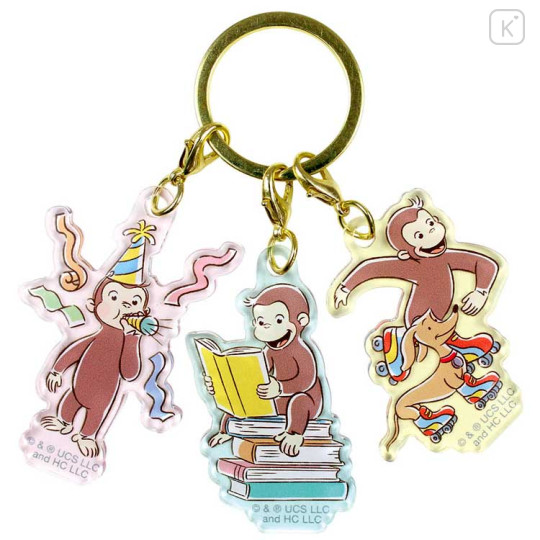 Japan Curious George Acrylic Keychain 3 Charm - Fun - 1