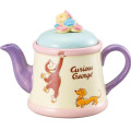 Japan Curious George Porcelain Teapot - Jumping To Donut - 1