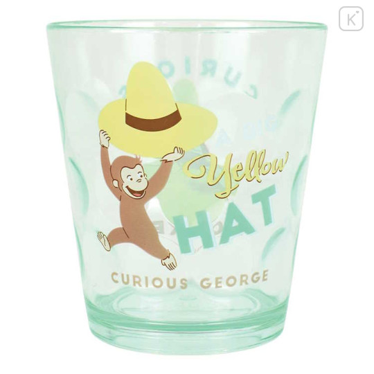 Japan Curious George Clear Plastic Tumbler - Hug Big Yellow Hat Mint - 1