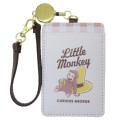 Japan Curious George Pass Case Card Holder & Reel - Little Monkey Yellow Big Hat - 1