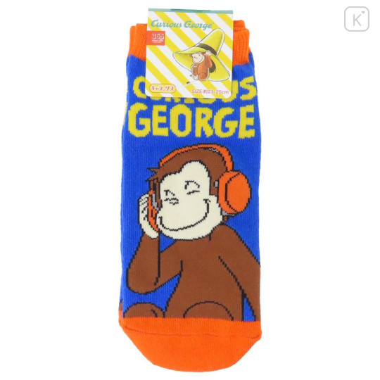 Japan Curious George Socks - Music Blue Orange - 1