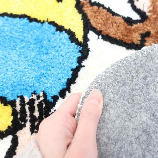 Japan Curious George Die-cut Fluffy Floor Mat - Playing Ball - 2