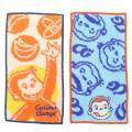 Japan Curious George Half Petit Towel 2pcs Set - Orange Blue - 1