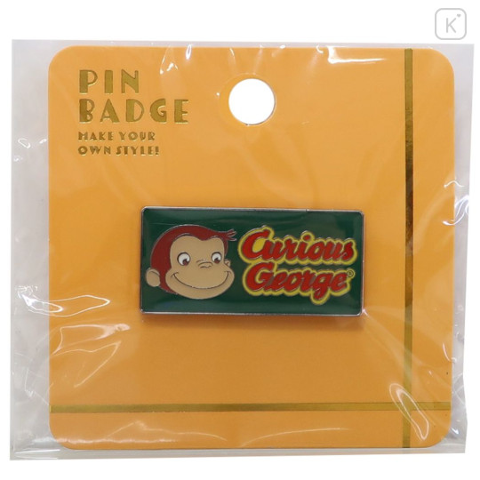Japan Curious George Tiny Pin Badge - Name Green - 1