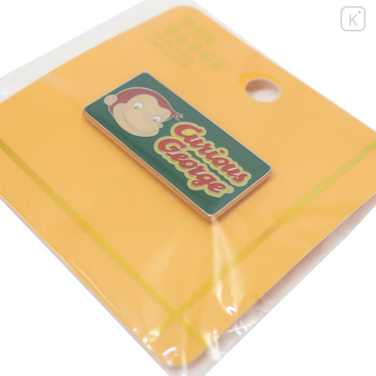 Japan Curious George Tiny Pin Badge - Name Green - 2