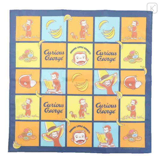 Japan Curious George Bento Lunch Cloth - Happy Monkey Navy Orange Napkin - 1