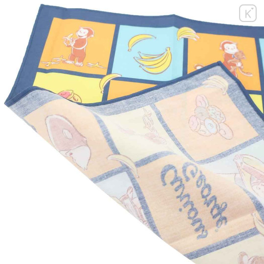 Japan Curious George Bento Lunch Cloth - Happy Monkey Navy Orange Napkin - 2
