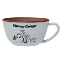 Japan Curious George Woodgrain Soup Mug - Yellow Big Hat White - 1
