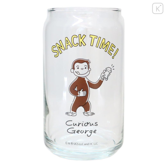 Japan Curious George Glass Tumbler - Can-Shaped Snack Time - 1