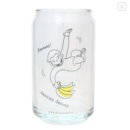Japan Curious George Glass Tumbler - Can-Shaped Hanging Around Banana - 1