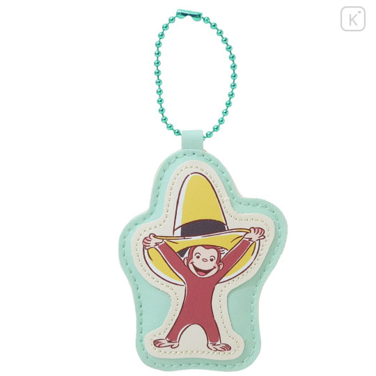 Japan Curious George Name Tag Badge Keychain - Yellow Big Hat Mint - 1