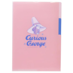 Japan Curious George 3 Pockets A5 Index File - Yellow Big Hat Pink