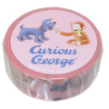 Japan Curious George Clear Masking Tape - Animal Apple Pink - 1