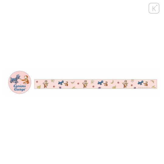 Japan Curious George Clear Masking Tape - Animal Apple Pink - 2