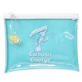 Japan Curious George Clear Flat Mini Pouch - Painting Turquoise - 1