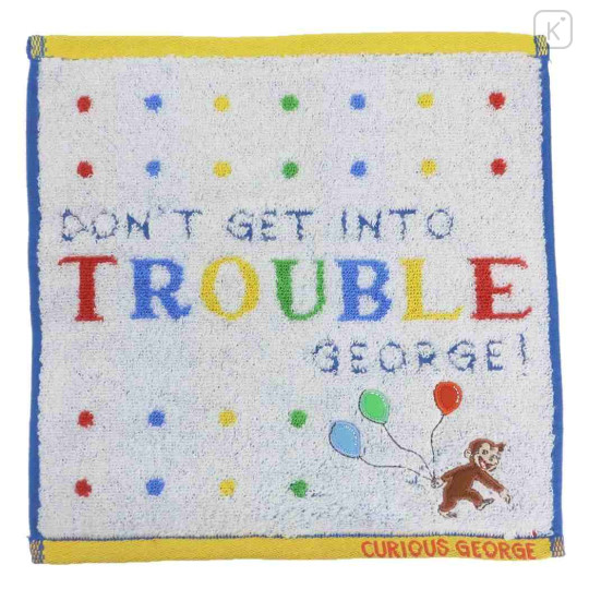 Japan Curious George Mini Towel Jacquard Handkerchief - Balloon Dont Get Into Trouble - 1