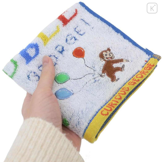 Japan Curious George Mini Towel Jacquard Handkerchief - Balloon Dont Get Into Trouble - 3