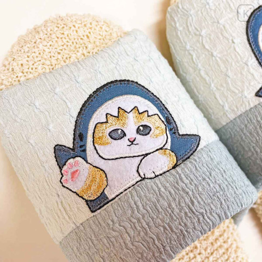 Japan Mofusand Small & Soft Slippers - Shark Cat Blue - 2
