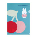 Japan Miffy A4 Clear File Folder - Miffy : Fruits Cherry Turquoise - 1