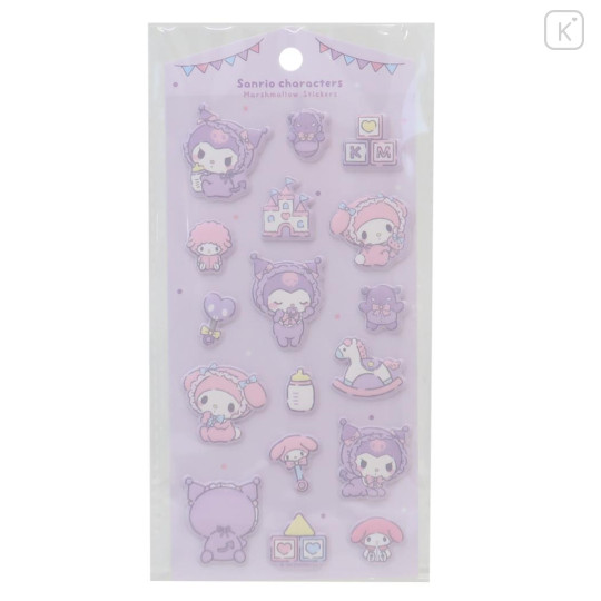 Japan Sanrio Marshmallow Stickers - Kuromi & My Melody : Toddler - 1