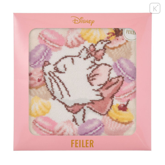 Japan Disney Store × Feiler Chenille Handkerchief - Marie : Fashionable Cat Sweet Pink - 1