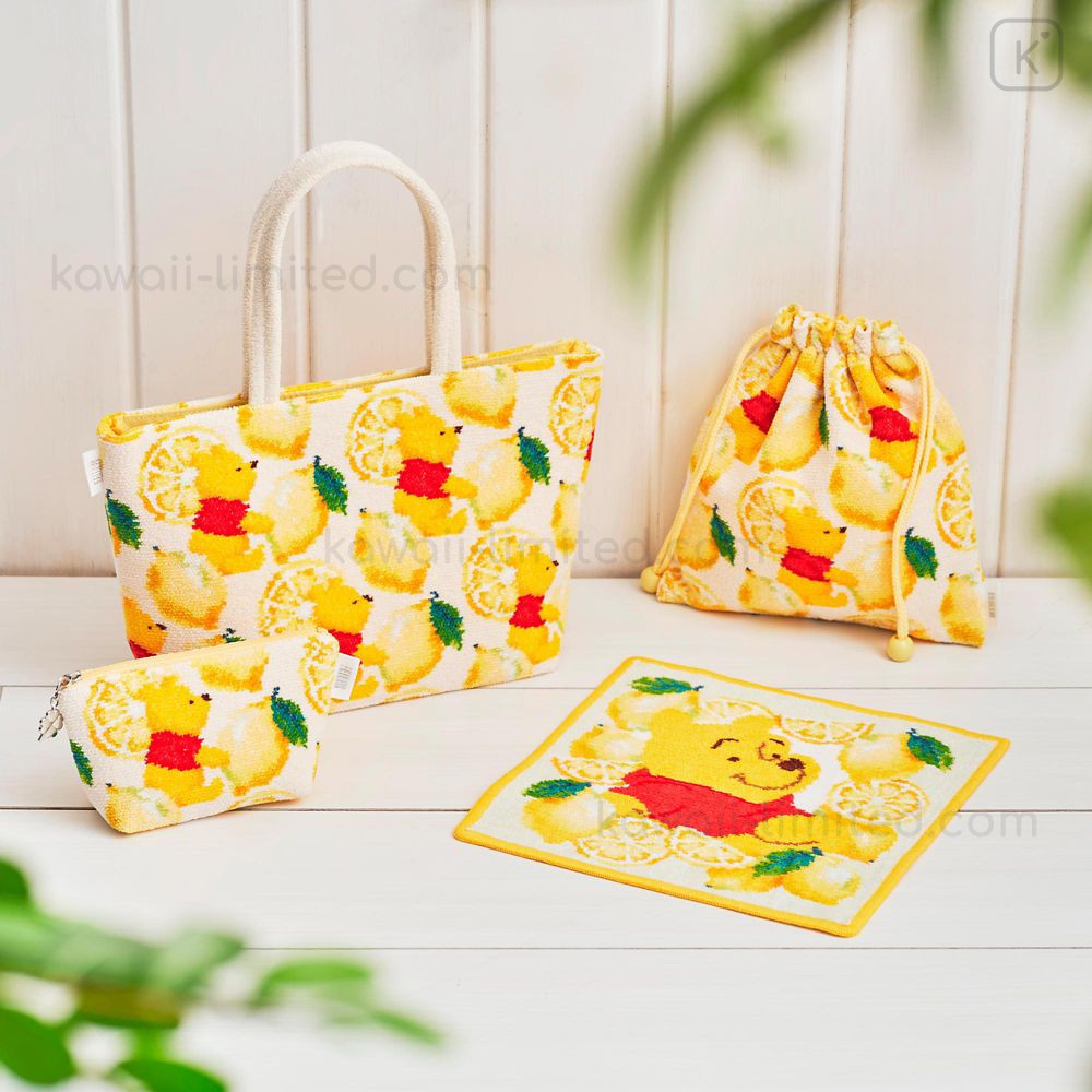 Japan Disney Store Feiler Chenille Pouch - Pooh : Lemon | Kawaii