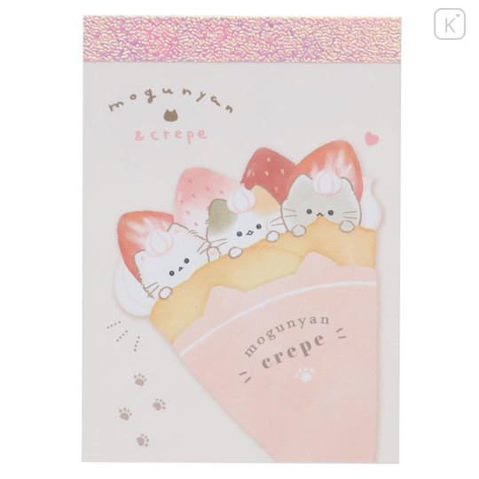 Japan Mogunyan Mini Notepad - Cat Dessert Crepe Strawberry - 1