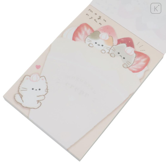 Japan Mogunyan Mini Notepad - Cat Dessert Crepe Strawberry - 2