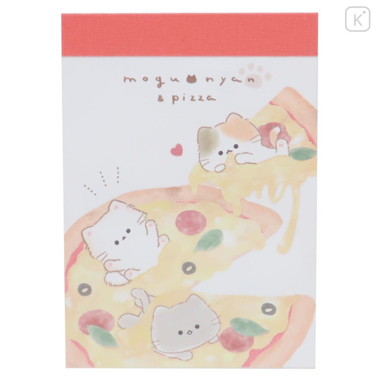 Japan Mogunyan Mini Notepad - Cat Pizza - 1