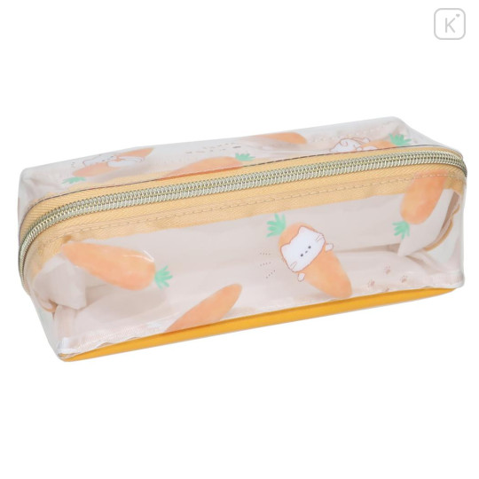 Japan Mogunyan Clear Pen Pouch - Cat Carrot - 2