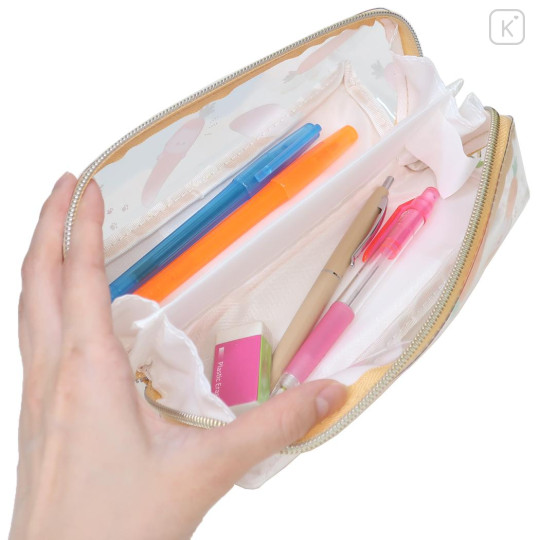 Japan Mogunyan Clear Pen Pouch - Cat Carrot - 3