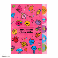 Japan Sanrio 5 Pockets A4 Index Holder - Mr. Men & Little Miss : Party Pink
