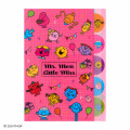 Japan Sanrio 5 Pockets A4 Index Holder - Mr. Men & Little Miss : Party Pink - 1