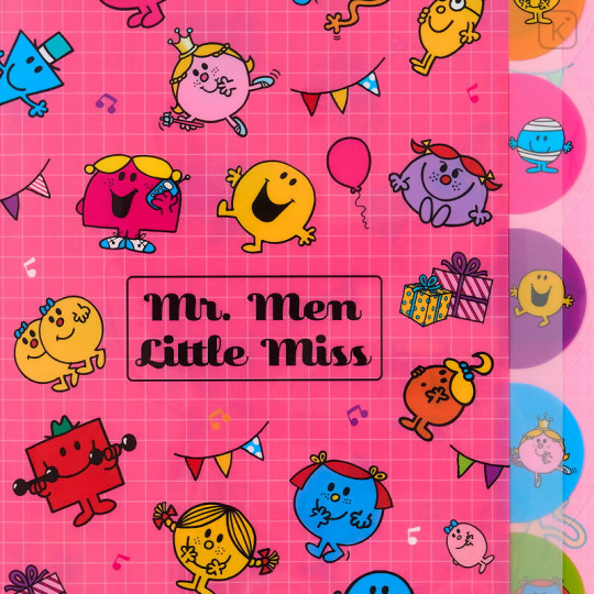 Japan Sanrio 5 Pockets A4 Index Holder - Mr. Men & Little Miss : Party Pink - 3