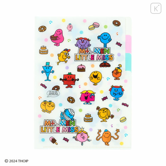 Japan Sanrio 3 Pockets A5 Index File - Mr. Men & Little Miss : Dessert Time White - 1