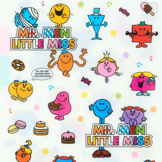Japan Sanrio 3 Pockets A5 Index File - Mr. Men & Little Miss : Dessert Time White - 4