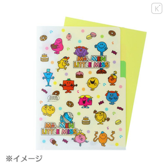 Japan Sanrio 3 Pockets A5 Index File - Mr. Men & Little Miss : Dessert Time White - 5