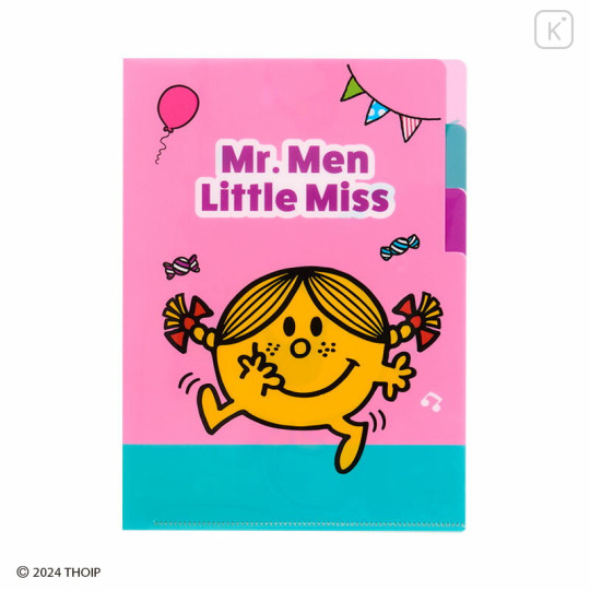 Japan Sanrio 3 Pockets A5 Index File - Mr. Men & Little Miss : Little Miss Sunshine Happy Pink - 1