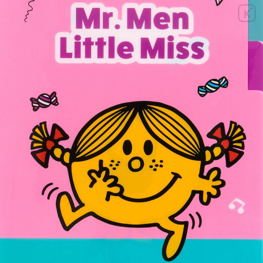 Japan Sanrio 3 Pockets A5 Index File - Mr. Men & Little Miss : Little Miss Sunshine Happy Pink - 3