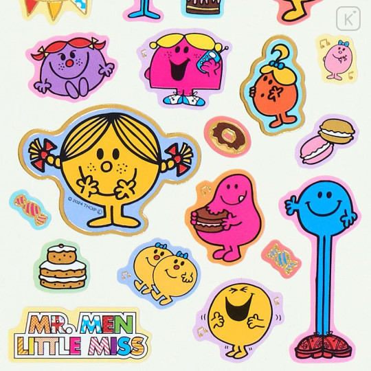 Japan Sanrio Gold Foil Washi Sticker - Mr. Men & Little Miss : Sweet Party Yellow - 4