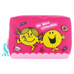 Japan Sanrio Round Mini Pouch - Mr. Men & Little Miss : Miss Sunshine Mr Happy Pink