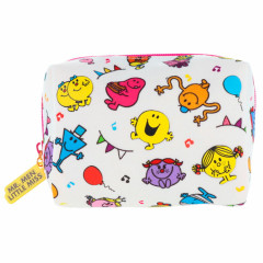 Japan Sanrio Round Mini Pouch - Mr. Men & Little Miss : Party White