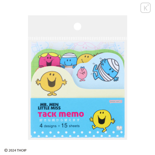 Japan Sanrio Tack Memo Pad Sticky Notes - Mr. Men & Little Miss : Mr Happy Blue - 1