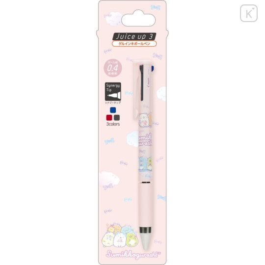 Japan San-X Juice Up 3 in 1 Gel Pen - Sumikko Gurashi : Ribbon Pink - 1