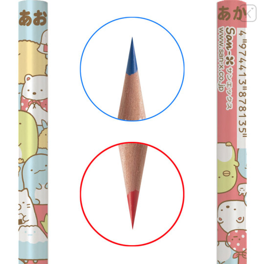 Japan San-X Double Sided Color Pencil - Sumikko Gurashi : All Over Pattern Red & Blue - 2
