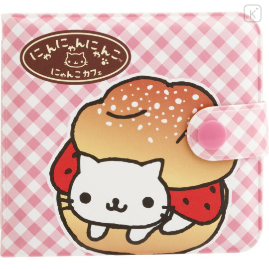 Japan San-X Small Vinyl Wallet - Nyan Nyan Nyanko : Gingham Pink - 1