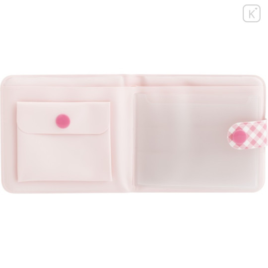 Japan San-X Small Vinyl Wallet - Nyan Nyan Nyanko : Gingham Pink - 3