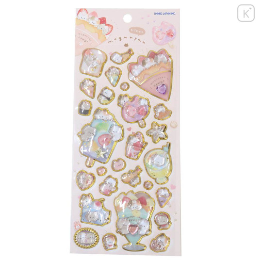 Japan Mogunyan Gold Foil Jewel Sticker - Cat Dessert Crepe Strawberry - 1