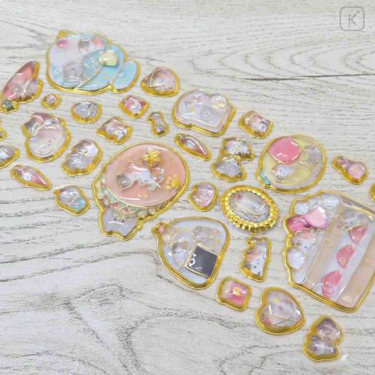 Japan Mogunyan Gold Foil Jewel Sticker - Cat Dessert Cake - 2